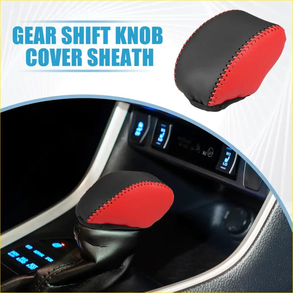 Automatic Gear Shift Knob Cover for Toyota RAV4 2019-2023 Black Red - Interior Accessories