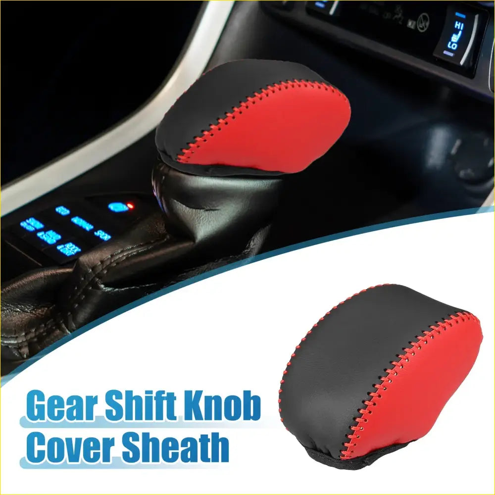 Automatic Gear Shift Knob Cover for Toyota RAV4 2019-2023 Black Red - Interior Accessories