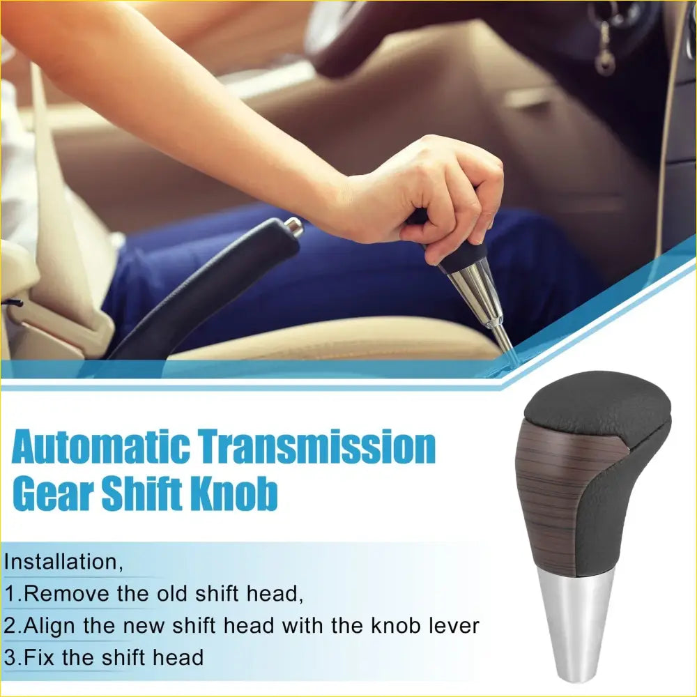 Automatic Gear Shift Knob Cover for Toyota - Wood Grain Black Faux - Interior Accessories