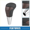 Automatic gear shift knob cover for toyota with black and wood grain texture and polished stainless steel base for 4wd ute offroad