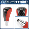 Automatic gear shift knob for toyota 4runner 2003-2021 in red and black carbon fiber with perforated leather and chrome base