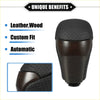 Black leather and wood automatic gear shift knob with perforated texture for toyota highlander 2014-2019