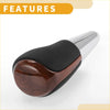 Automatic gear shifter knob for toyota prius c 2012-2017 with black leather wrap polished wood finish and chrome shaft