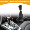 Black automatic gear shifter knob with stitched leather boot cover for Toyota Land Cruiser 2010-2017 with glossy finish