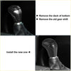 Black carbon fiber and leather automatic gear shift knob with silver trim for toyota tacoma 2016-2023