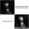 Automatic gear stick shift knob for toyota tacoma 2016-2023 with black leather boot and silver metallic accent band