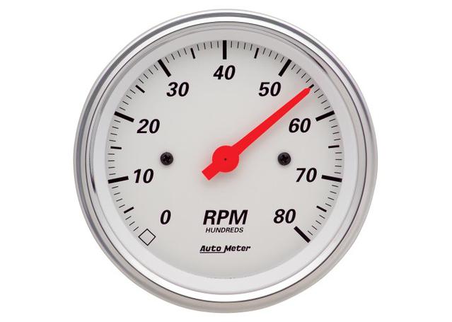 Autometer Arctic White 3-3/8in Tachometer 8000rpm AU1390