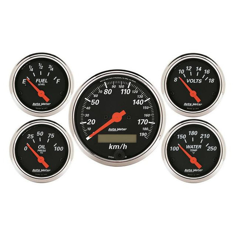 Autometer Designer Black 3-1/8in 5 Piece Gauge Kit