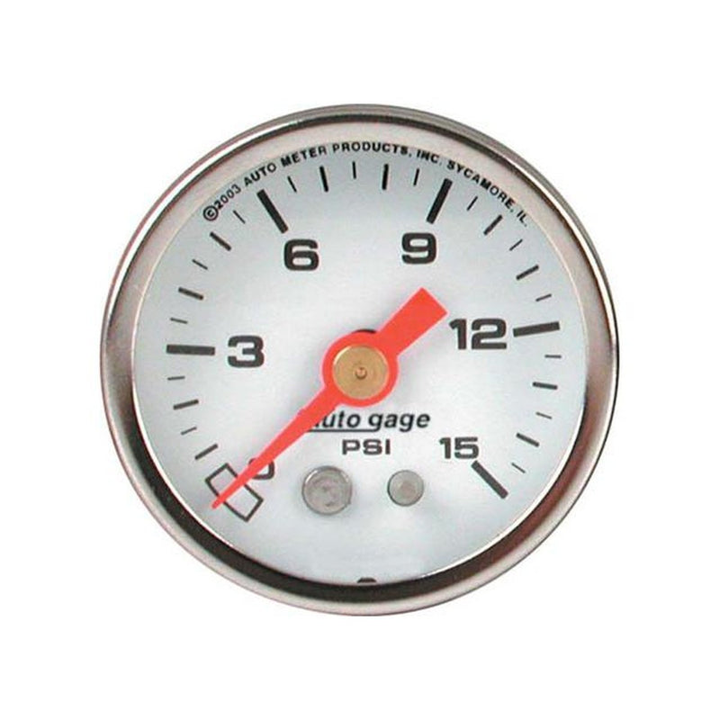 Autometer 1-1/2in Fuel Pressure Gauge Liquid Filled White