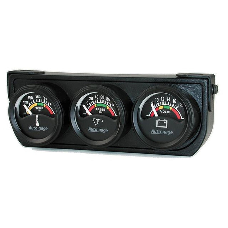Autometer 1-1/2in 3 Gauge Console Oil Volt Water Black
