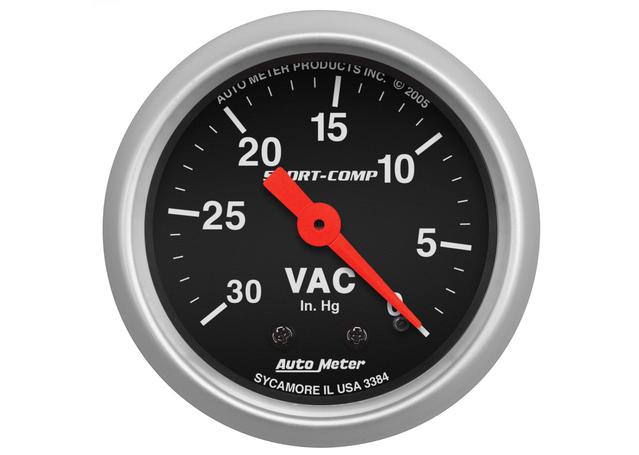 Autometer Sport-Comp 2-1/16in Vacuum Gauge 0-30in/Hg