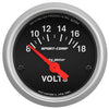 Autometer Sport-Comp 2-1/16in Volt Meter Gauge 8-18 Volts