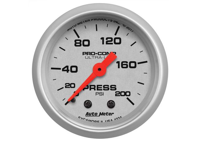 Autometer Ultra-Lite 2-1/16in Pressure Gauge 200 PSI