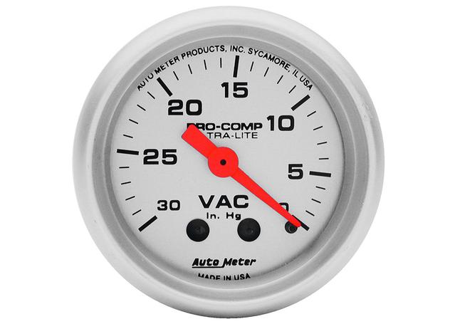 Autometer Ultra Lite 2-1/16in Vacuum Gauge 30in/Hg Full