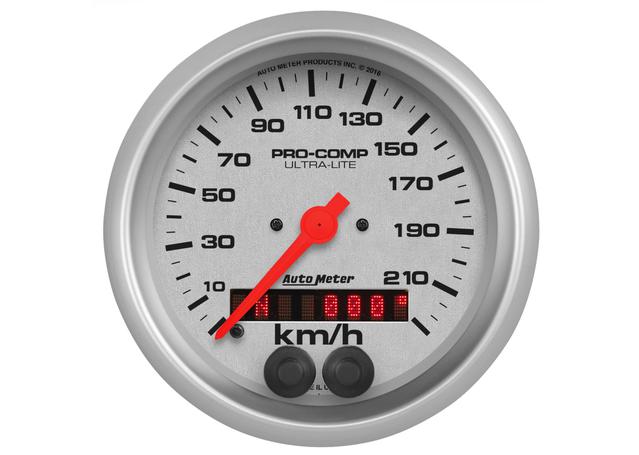 Autometer Ultra-Lite 3-3/8in Speedo Gauge 225KPH Internal