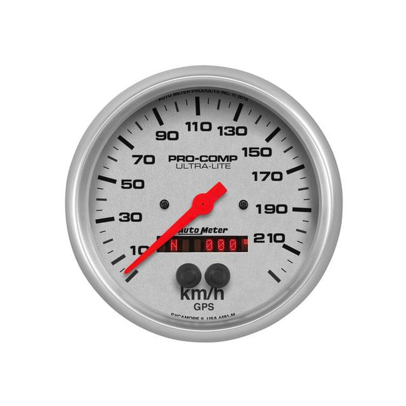 Autometer Ultra-Lite 5in Speedo Gauge 225KPH Internal GPS