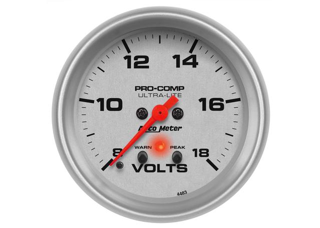 Autometer Ultra-Lite 2-5/8in Volt Meter Gauge 8-18V Full