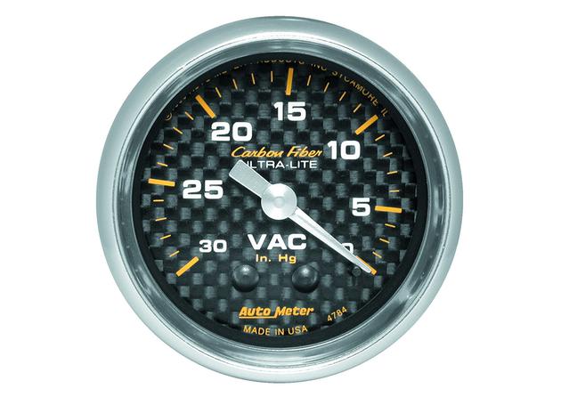 Autometer Carbon Fiber 2-1/16in Vacuum Gauge 30IN/GH
