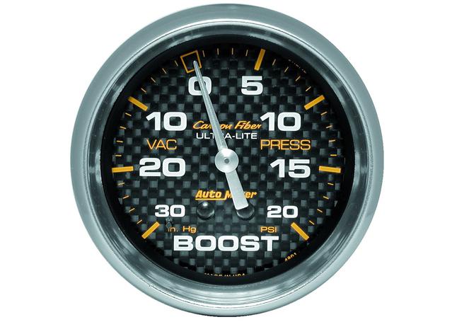 Autometer Carbon Fiber 2-5/8in Boost Vacuum Gauge 30in/Hg