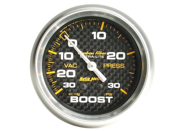 Autometer Carbon Fiber 2-5/8in Boost Vacuum Gauge 30in/Hg
