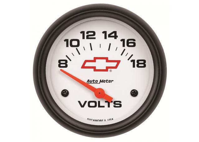 Autometer GM White Bowtie 2-5/8in Voltmeter Gauge 8-18