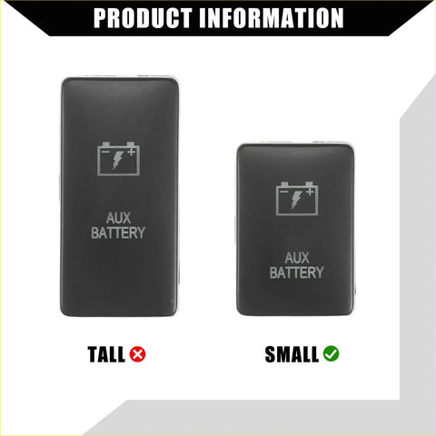 Black rectangular auxiliary battery with silver engraved logo for toyota landcruiser 4runner switch set 2003-2023
