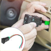 Black plastic aux battery push button switch with green connector and three colored wires for toyota landcruiser back side