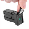 Black plastic aux port stereo adapter with green circular port and white latch for toyota tundra tacoma 2007-2023