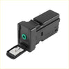 Back side of black plastic aux port stereo adapter with green circular port for Toyota Tundra Tacoma 2007-2023