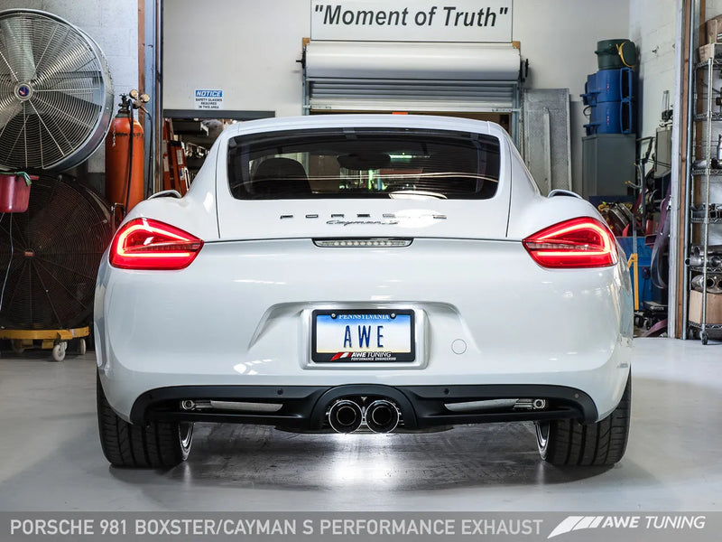AWE Tuning Porsche 981 Performance Exhaust System - w/Chrome Silver Tips — fits Porsche Boxster
