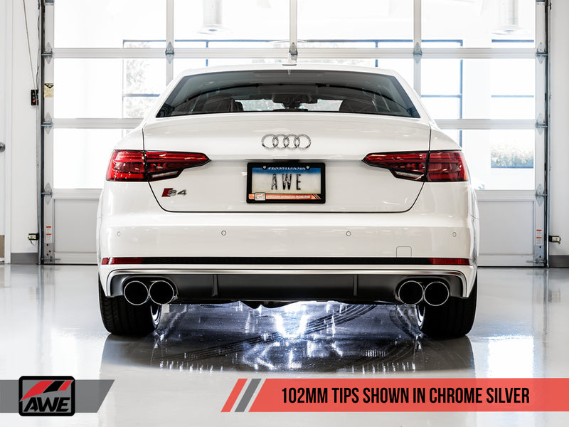AWE Tuning Audi B9 S4 Track Edition Exhaust - Non-Resonated (Silver 102mm Tips) — fits Audi S4