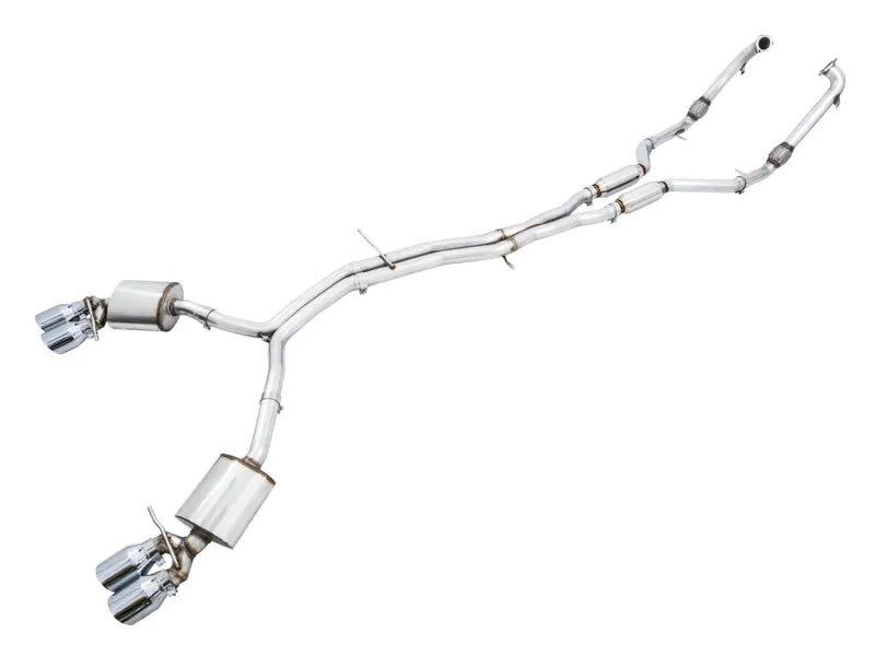 AWE Tuning Audi B9 S4 Touring Edition Exhaust - Non-Resonated (Silver 102mm Tips) — fits Audi S4