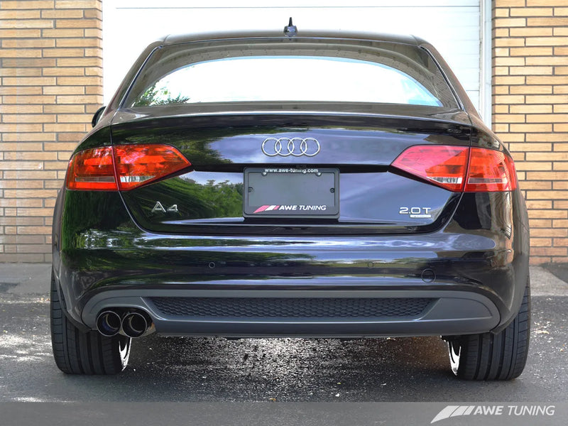 AWE Tuning Audi B8 A4 Touring Edition Exhaust - Single Side Polished Silver Tips — fits Audi A4