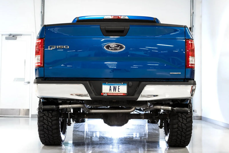 AWE Tuning 2015+ Ford F-150 0FG Single Exit Performance Exhaust System w/4.5in Chrome Silver Tips — fits Ford F-150...