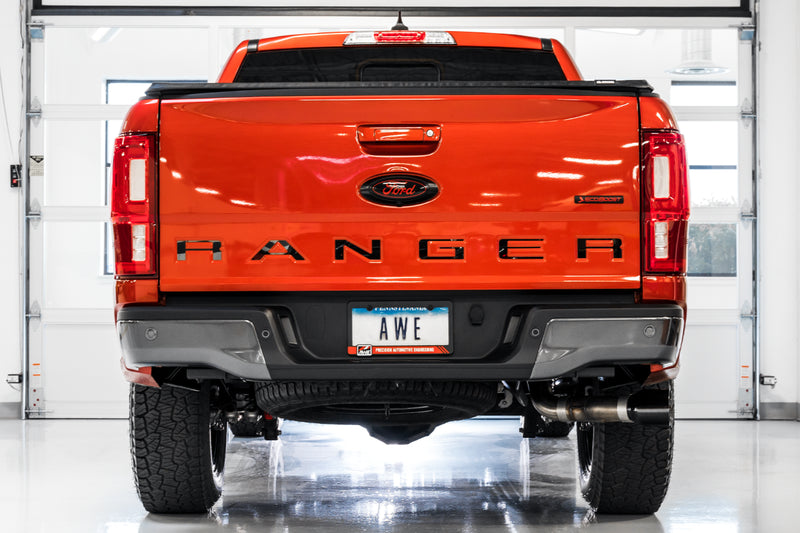 AWE Tuning 2019+ Ford Ranger 0FG Performance Exhaust System w/Chrome Silver Tips & Bash Guard