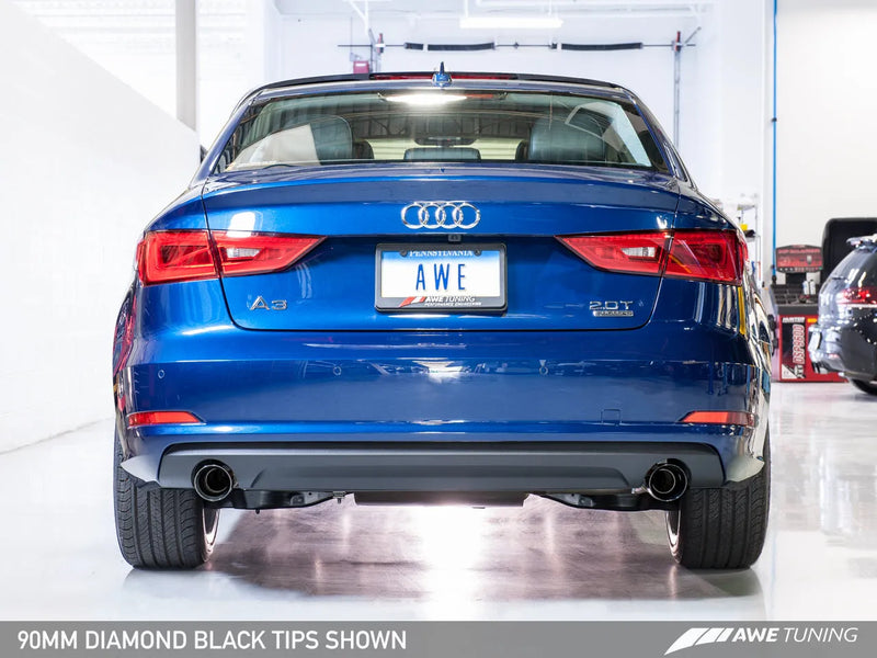 AWE Tuning Audi 8V A3 Touring Edition Exhaust - Dual Outlet Chrome Silver 90 mm Tips