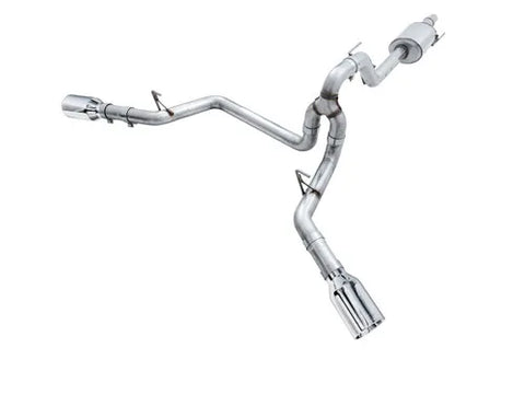 AWE Tuning 2015+ Ford F-150 0FG Dual Exit Performance Exhaust System w/5in Chrome Silver Tips — fits Ford F-150 Gen 8