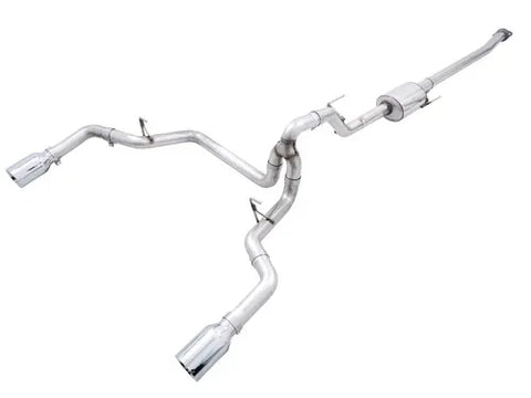 AWE Tuning 0FG 21+ Ford F150 Dual Split Rear Exhaust - 5in Chrome Silver Tips — fits Ford F-150 Gen 9