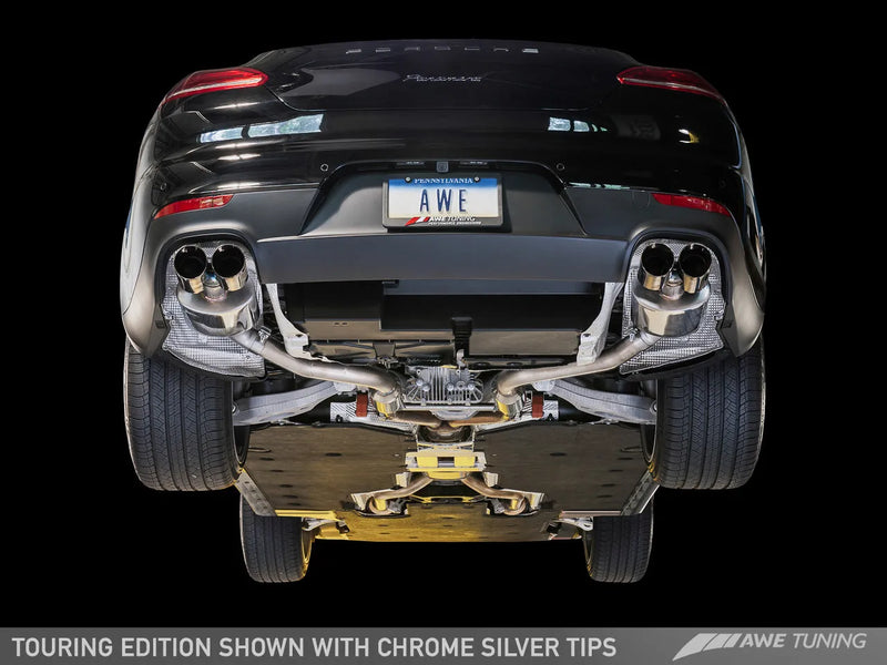 AWE Tuning Panamera 2/4 Touring Edition Exhaust (2014+) - w/Chrome Silver Tips — fits Porsche Panamera
