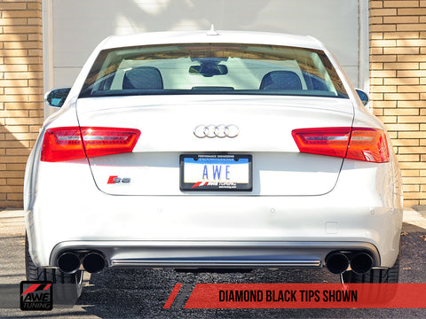 AWE Tuning Audi C7 / C7.5 S6 4.0T Touring Edition Exhaust - Diamond Black Tips — fits Audi S6