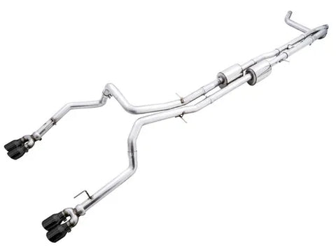 AWE Tuning 4th Gen GM 1500 6.2L 0FG Catback Split Rear Exit (w/ Bumper Cutouts) - Quad Diamond Tips — fits Chevrole...