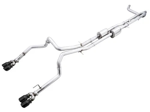 AWE Tuning 4th Gen GM 1500 6.2L 0FG Catback Split Rear Exit (w/ Bumper Cutouts) - Quad Diamond Tips — fits Chevrole...