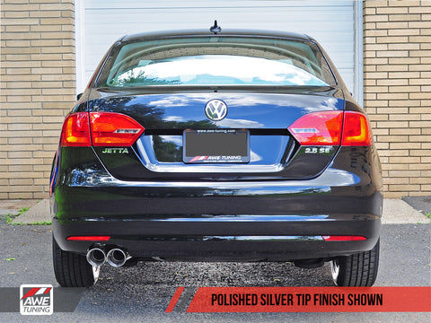 AWE Tuning Mk6 Jetta 2.5L Track Edition Exhaust - Polished Silver Tips