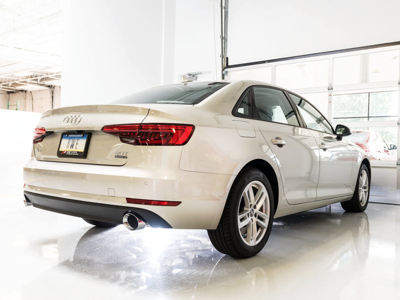 AWE Tuning Audi B9 A4 Track Edition Exhaust Dual Outlet - Chrome Silver Tips (Includes DP) — fits Audi A4