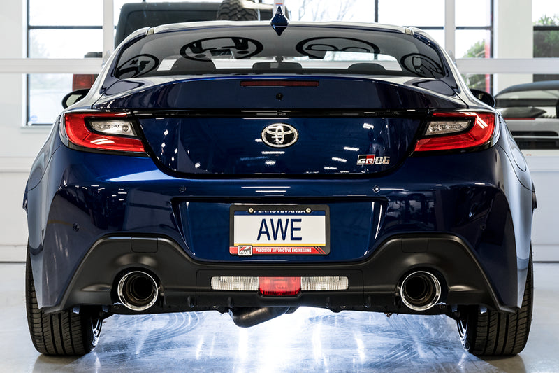 AWE Tuning Subaru BRZ/ Toyota GR86/ Toyota 86 Track Edition Cat-Back Exhaust- Chrome Silver Tips