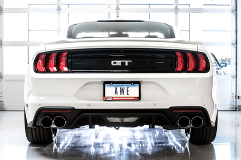 AWE Tuning 2018+ Ford Mustang GT (S550) Cat-back Exhaust - Track Edition (Quad Chrome Silver Tips)