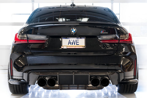 AWE Tuning Track Edition Catback Exhaust for BMW G8X M3/M4 - Chrome Silver Tips — fits BMW M4 G82
