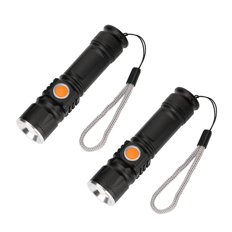2PCS USB Rechargeable LED Flashlight Waterproof Torch to suit Outdoor Campi — image 1