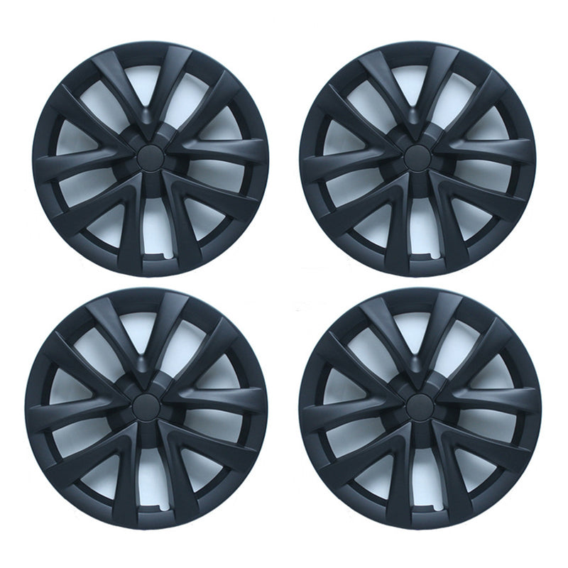 4x Matt Black Wheel Hub Caps to suit Tesla Model 3 — image 1