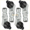 Silver and black ball joint 4 pack with metallic finish for suzuki quadrunner 250 shown from the back side